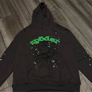 Spider Men's Black Hoodie with Green Design